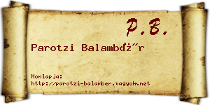 Parotzi Balambér névjegykártya